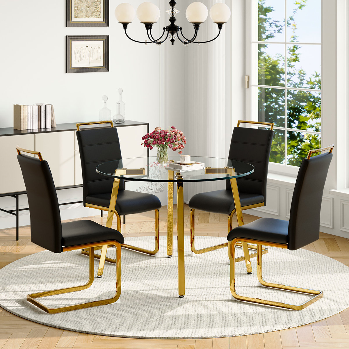 Mercer41 5-Piece Round Glass Dining Table Sets | Wayfair